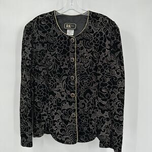R & K Evenings Womens Jacket Size XL Glitter Velvet Partywear Statement Cocktail